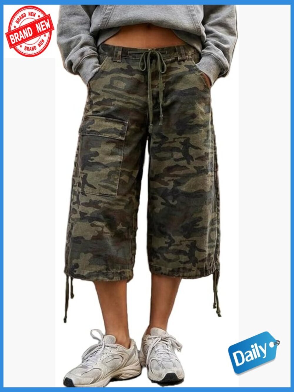 Y2K Cargo Jean Shorts Women Low Rise Drawstring Baggy Denim Jorts Streetwear